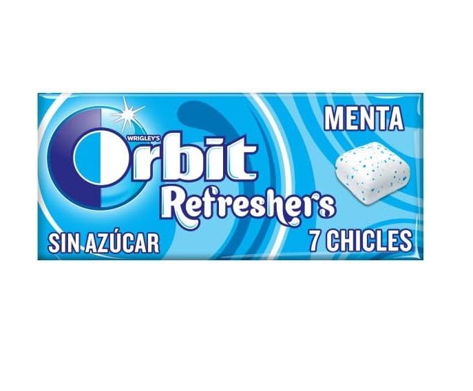 Chicles Orbit Refreshers Menta (16 cajitas de 7 chicles) Sin Azúcar 16 unidades