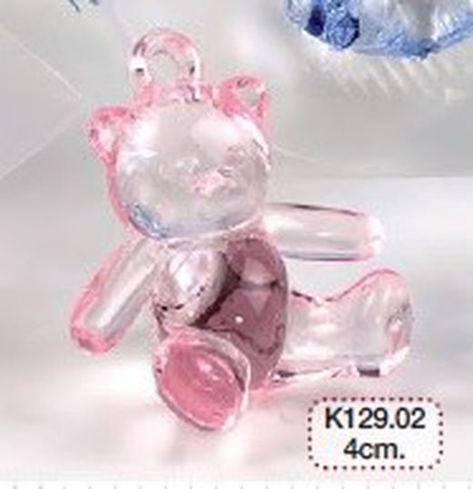 Osita Rosa Plástico 4Cm. Precio Bolsa 50Uds.