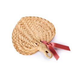 Paipay hoja de palma adornado rosa francia 13x14cm.(aprox)