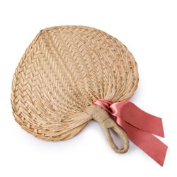 Paipay hoja de palma adornado rosa francia 29x30cm.(aprox)