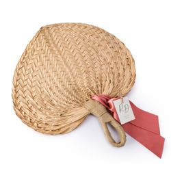 Paipay hoja de palma adornado rosa francia 29x30cm.(aprox)