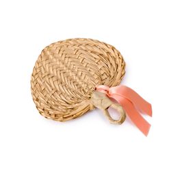 Paipay hoja de palma adornado salmón 13x14cm.(aprox)