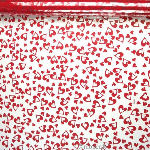 Papel Regalo Transparente Corazones Rojos 70Cmx50Mt
