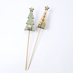 Pic madera árbol regalos y estrella 34cm. min.4