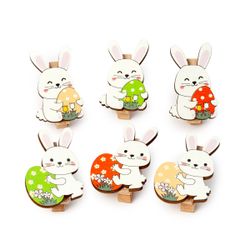 Pinza madera conejito Pascua 6 surtido 3x4,5x1,2cm, min.6