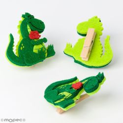 Pinza madera Dragón de Sant Jordi en fieltro, min.6