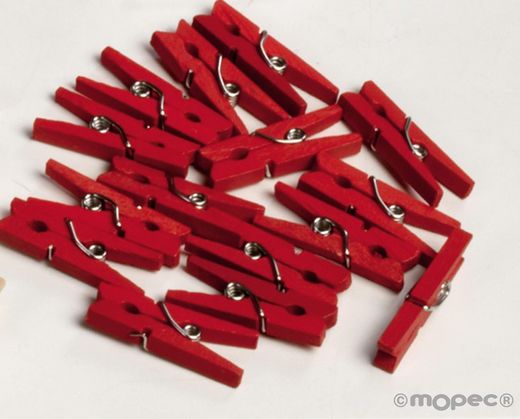 Pinza mini 2,5cm roja precio x caja de 100pcs.