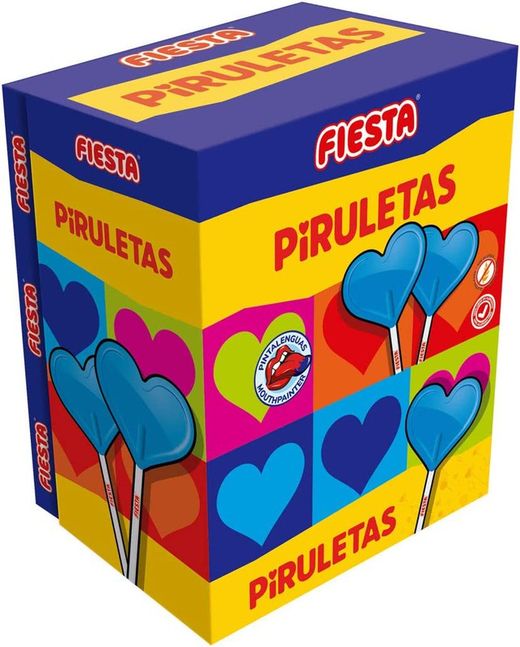 Piruleta Corazon Pintalenguas Azul de Fiesta
