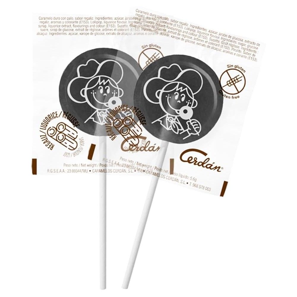 Piruletas sabor Regaliz de Cerdan 100 unidades