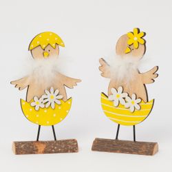 Pollito madera base tronco 14,5x2,5x7,5 cm. surtido, min.2