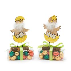 Pollitos madera base tronco caja 16 huevos praliné stdo.2