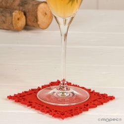 Posavasos fieltro rojo estrellas 10x10cm., min.6