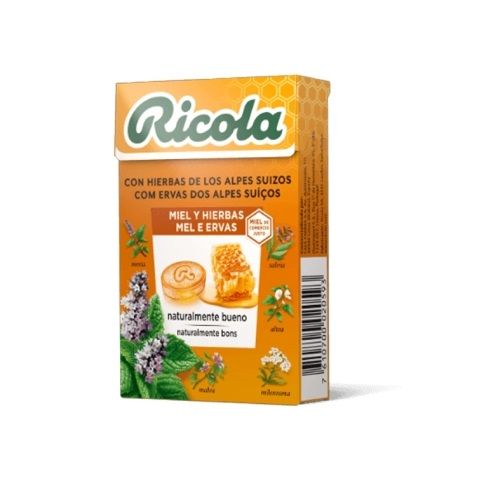Ricola – Miel y Hierbas, Caramelos Duros, Refresca y Alivia la Garganta y las Vías Respiratorias, con Miel y Mentol, 13 Hierbas Suizas y Aceites Esenciales - Caja 50 g