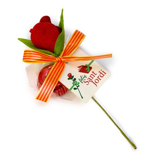 Rosa Sant Jordi con bombón y tarjeta