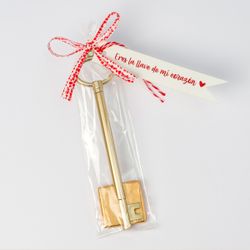 Rotulador llave dorada con tarjeta de amor y 1 napolitana