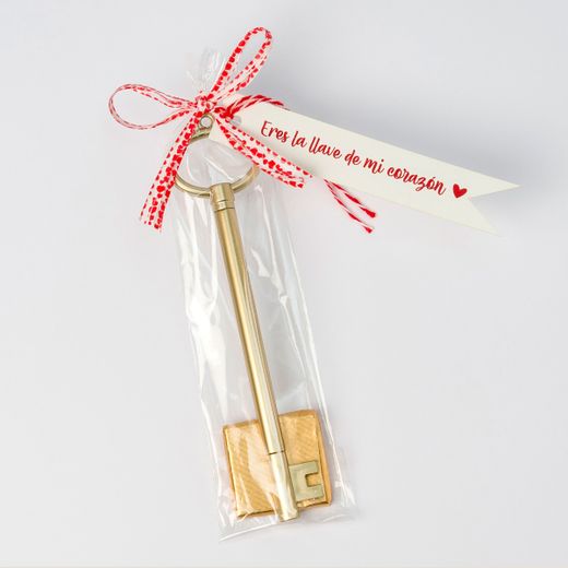 Rotulador llave dorada con tarjeta de amor y 1 napolitana