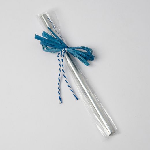 Rotulador simply plateado adornado lazo azul min 10