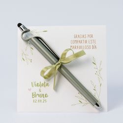 Rotulador verde puntero aguanta-móvil tarjetón personalizado