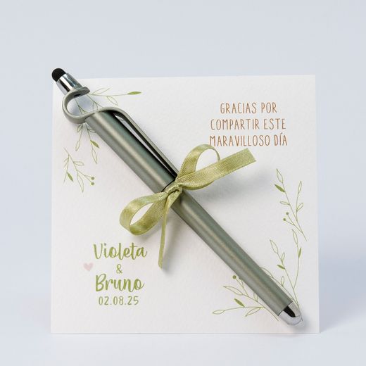 Rotulador verde puntero aguanta-móvil tarjetón personalizado