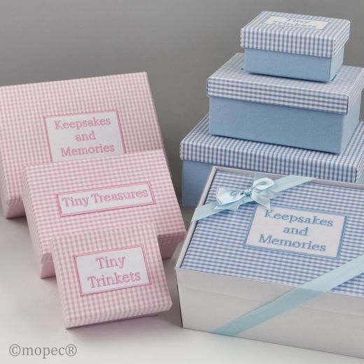 Set 3 Cajas Vichy Rosa, Caja Regalo Y Lazo