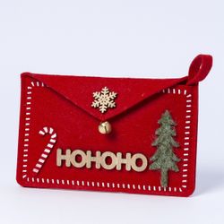 Sobre fieltro rojo letrero madera HOHOHO, min.2