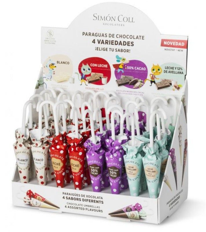 Sombrillas de Avellana, Chocolate Blanco, Con Leche Y 50% de Cacao, 10Gr (32 unidades) de Simon Coll 16 unidades