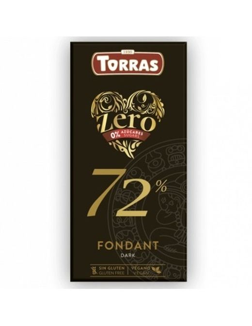 Tableta Chocolate Negro 72% ZERO azúcares (100 gramos) de Torras
