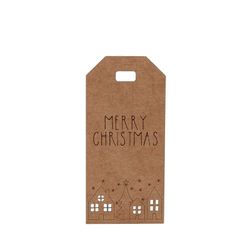 Tarjeta ventanas perforadas kraft Merry Christmas 3,2x7cm. min 24.