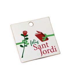 Tarjetita Sant Jordi libro y rosa