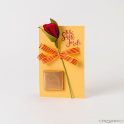 Tarjetón Sant Jordi 1napolitana con rosa fieltro*