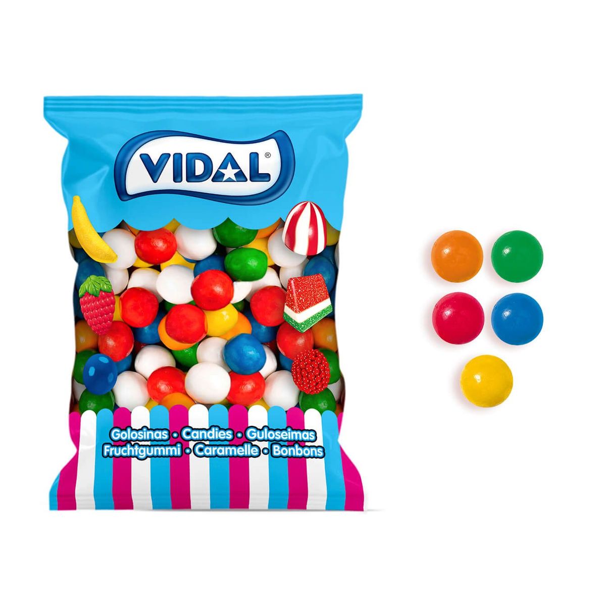 Chicle bolos pequeños 19 mm (2kg) de Vidal 1 kg