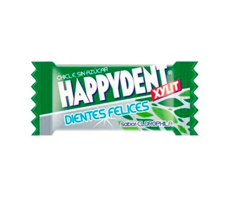 Chicle Happydent sabor Clorofila (200 unidades). Chicle sin azúcar sabor Clorofila 100 Unidades