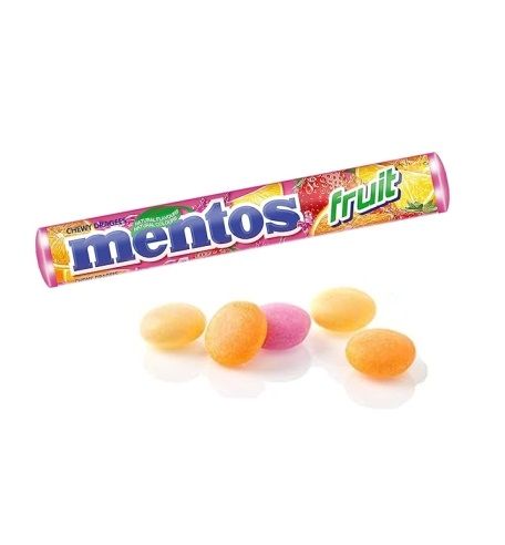 Mentos Frutas (20 unidades). Caramelos masticables sabor Frutas Mentos 10 unidades