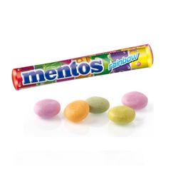 Mentos Rainbow (20 unidades). Caramelos masticables de sabores manzana, mora, piña, sandia, mandarina, fresa y uva