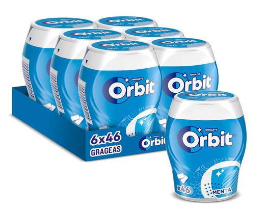 Chicles Orbit Box Menta 46 chicles Sin Azúcar (6 Botes)