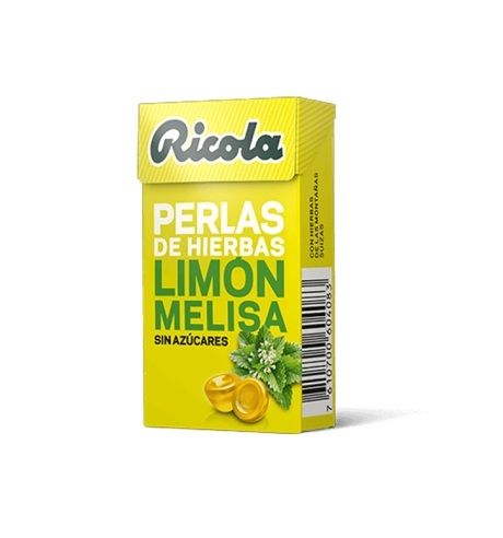 Ricola - Perlas de Hierbas Limón Melisa, Caramelos Blandos, Refresca y Alivia la Garganta y las Vías Respiratorias, 13 Hierbas Suizas y Aceites Esenciales, con Edulcorante - Caja 25 g 10 Unidades