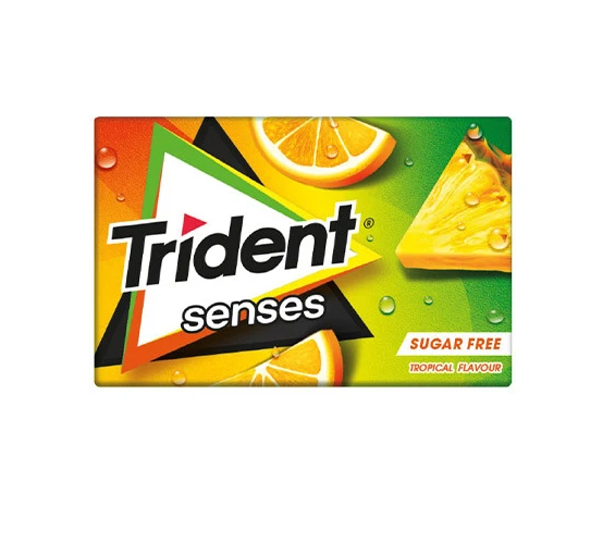 Trident Senses Tropical (12 unidades de 12 chiches). Chicle Sin azúcar tropical 12 unidades