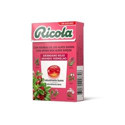 Ricola - Arándano Rojo, Caramelos Duros, Refresca y Alivia la Garganta y las Vías Respiratorias, 13 Hierbas Suizas y Aceites Esenciales, Sin Azúcar, con Edulcorante - caja 50 gramos