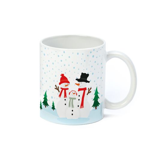 Taza cerámica familia muñeco de nieve en caja regalo