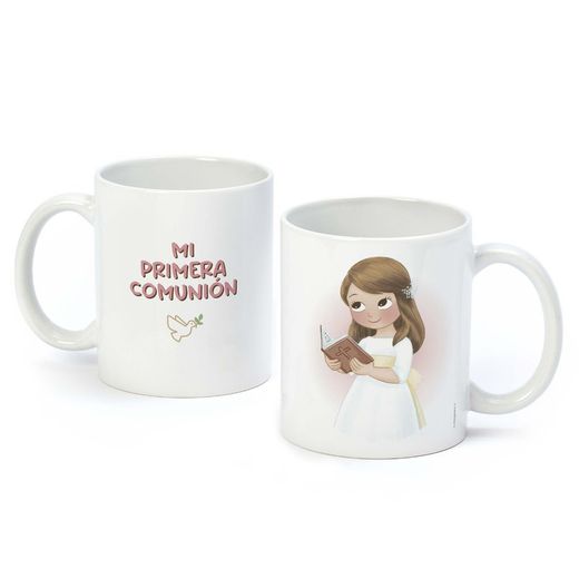 Taza cerámica Primera Comunión niña con Biblia caja regalo