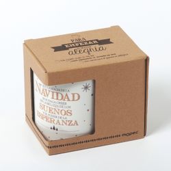 Taza copos de nieve y mensaje 6bombones en caja regalo