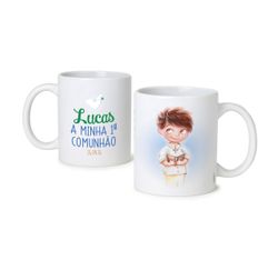 Taza de cerámica de niño Comunión con pelota, en caja regalo