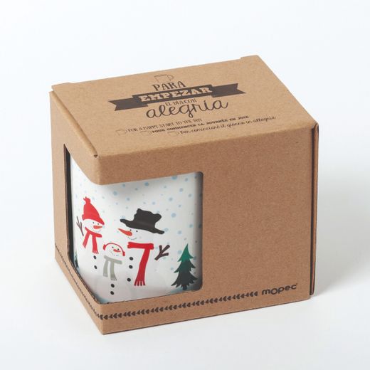 Taza familia muñeco de nieve con 6 bombones