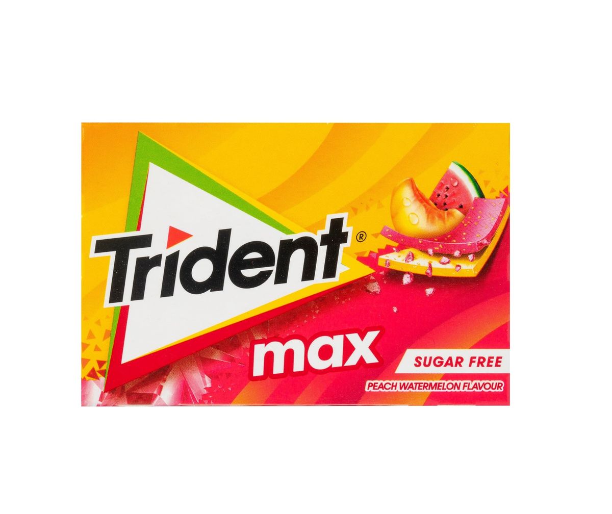 Trident Max Laminas Melon y Sandia (12 unidades). Chicles Sin Azúcar de Melon y Sandia 6 unidades