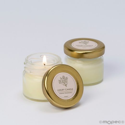 Vela aroma jazmín en frasco pequeño, Ø4,5x4cm min.6