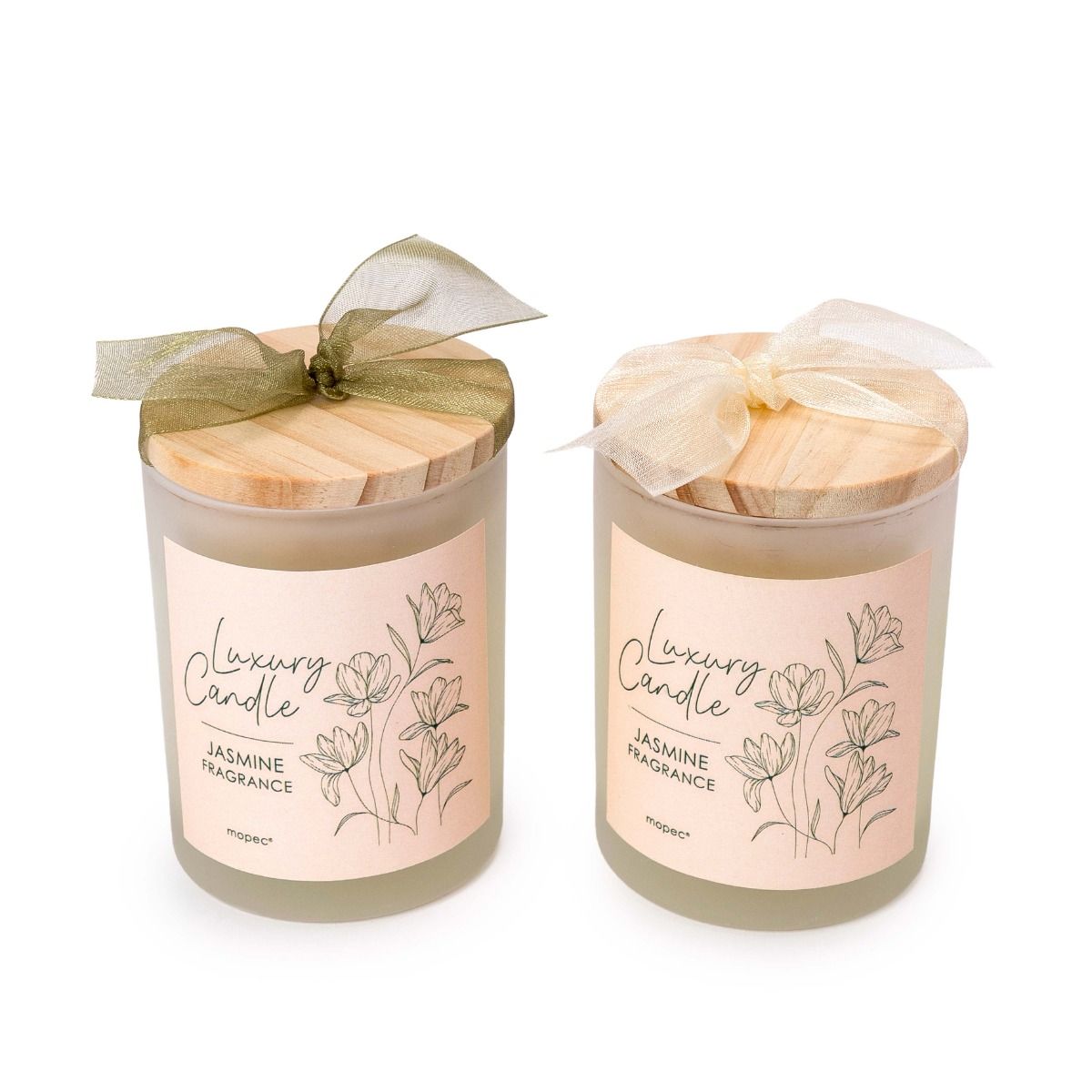 Vela jazmín 95gr. Ø5,5x8cm tapa madera adornado stdo, min.4