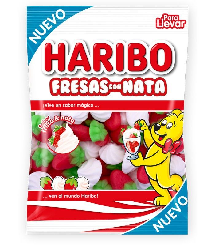 Fresas con nata de  Haribo (18 Bolsitas de 100Gr)
